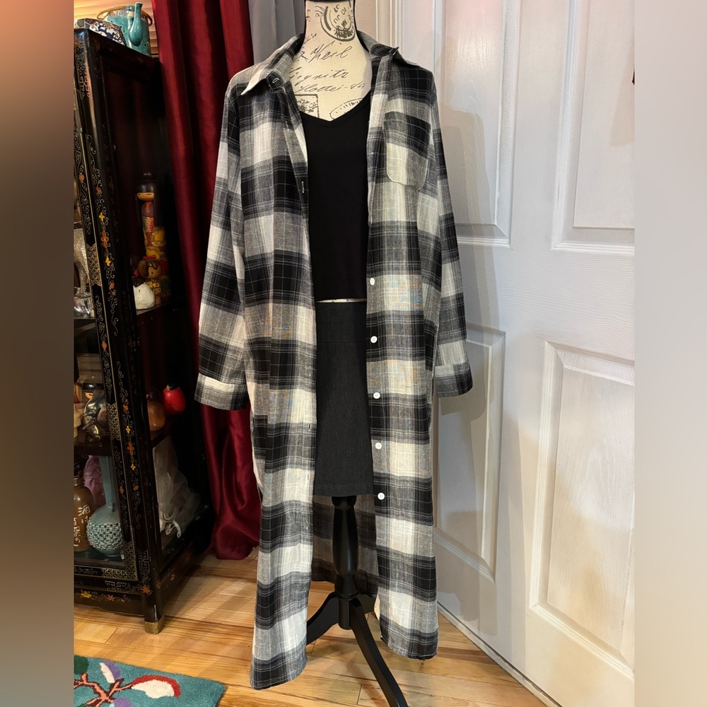 Zanzea Button Down Plaid Maxi Dreas - Picture 5 of 9